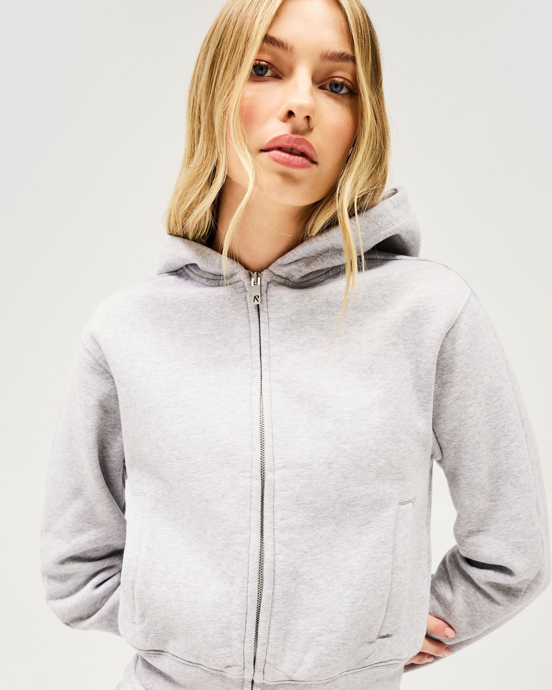 Owners Club Slim Zip Hoodie - Grey Marl