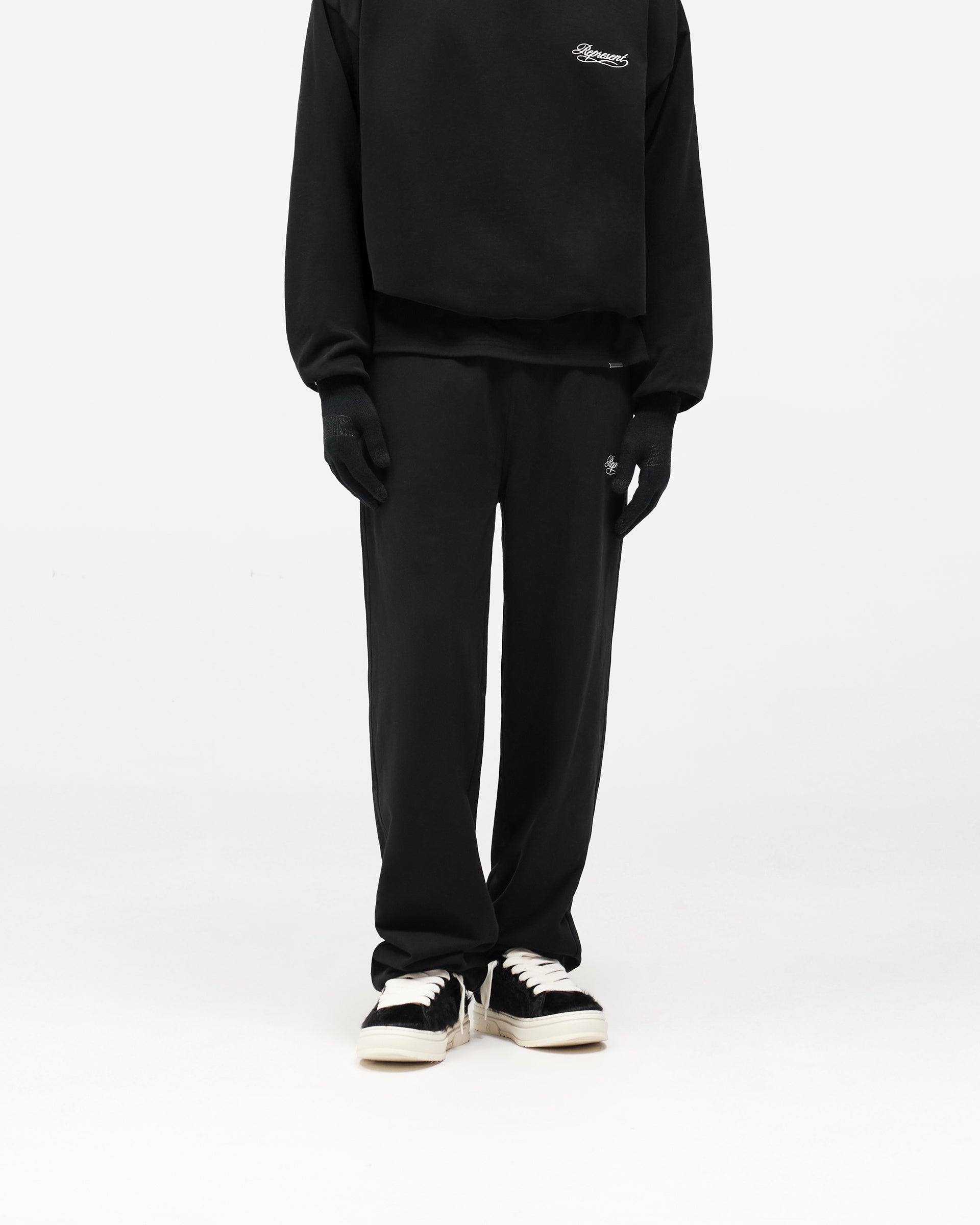 Dual Layer Script Sweatpants - Jet Black