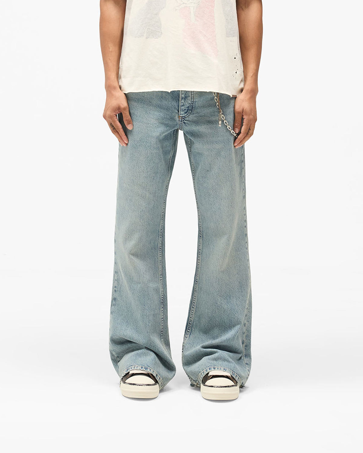 R6 Flare Denim - Astro Blue - Cropped Model - Front