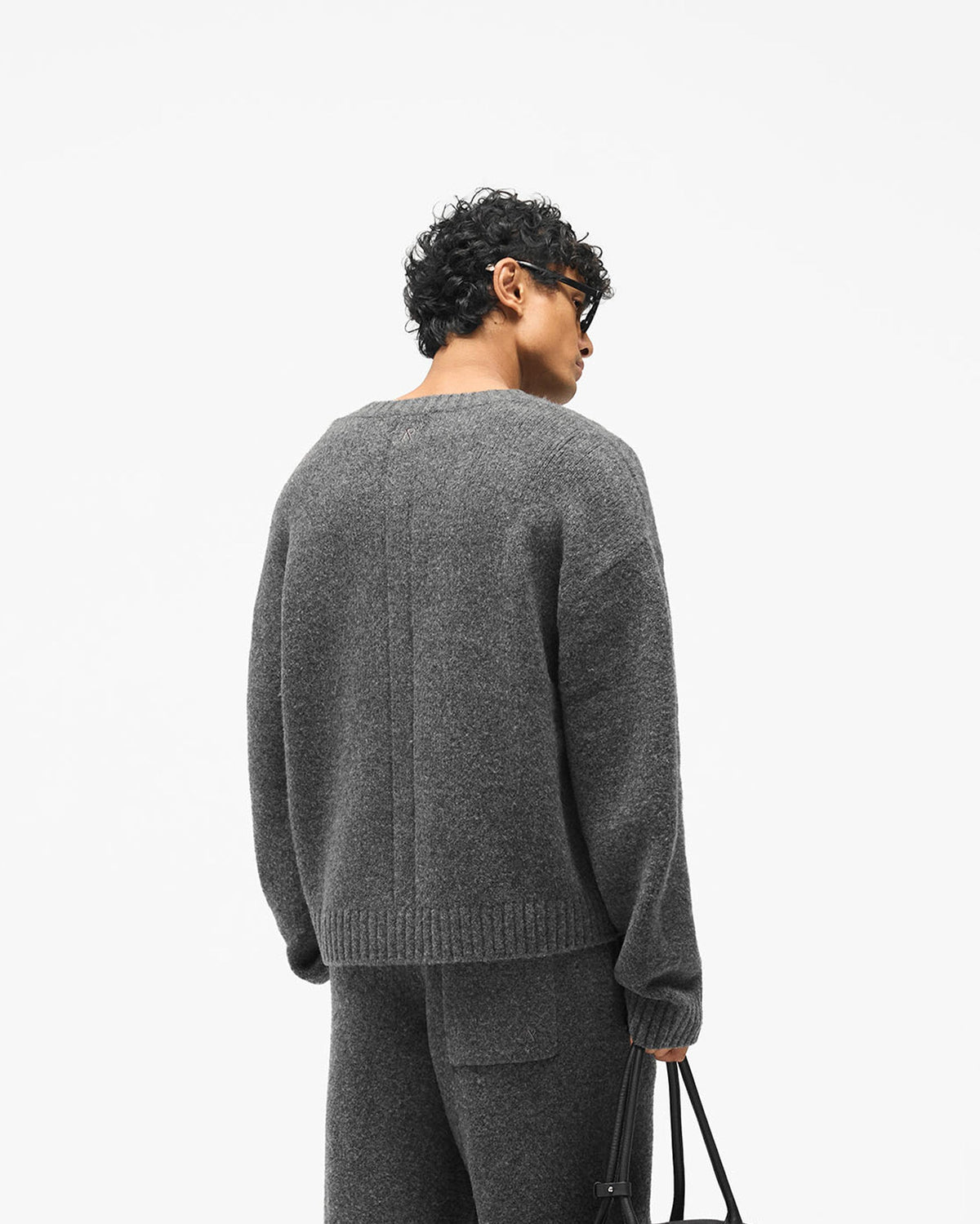 Ramone Knit Sweater - Dark Grey - Cropped Model - Back