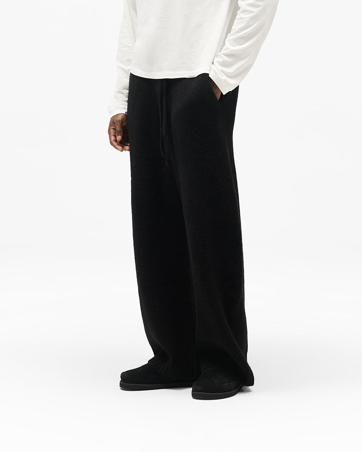 Ramone Knit Sweatpant - Jet Black - Cropped Model - Side