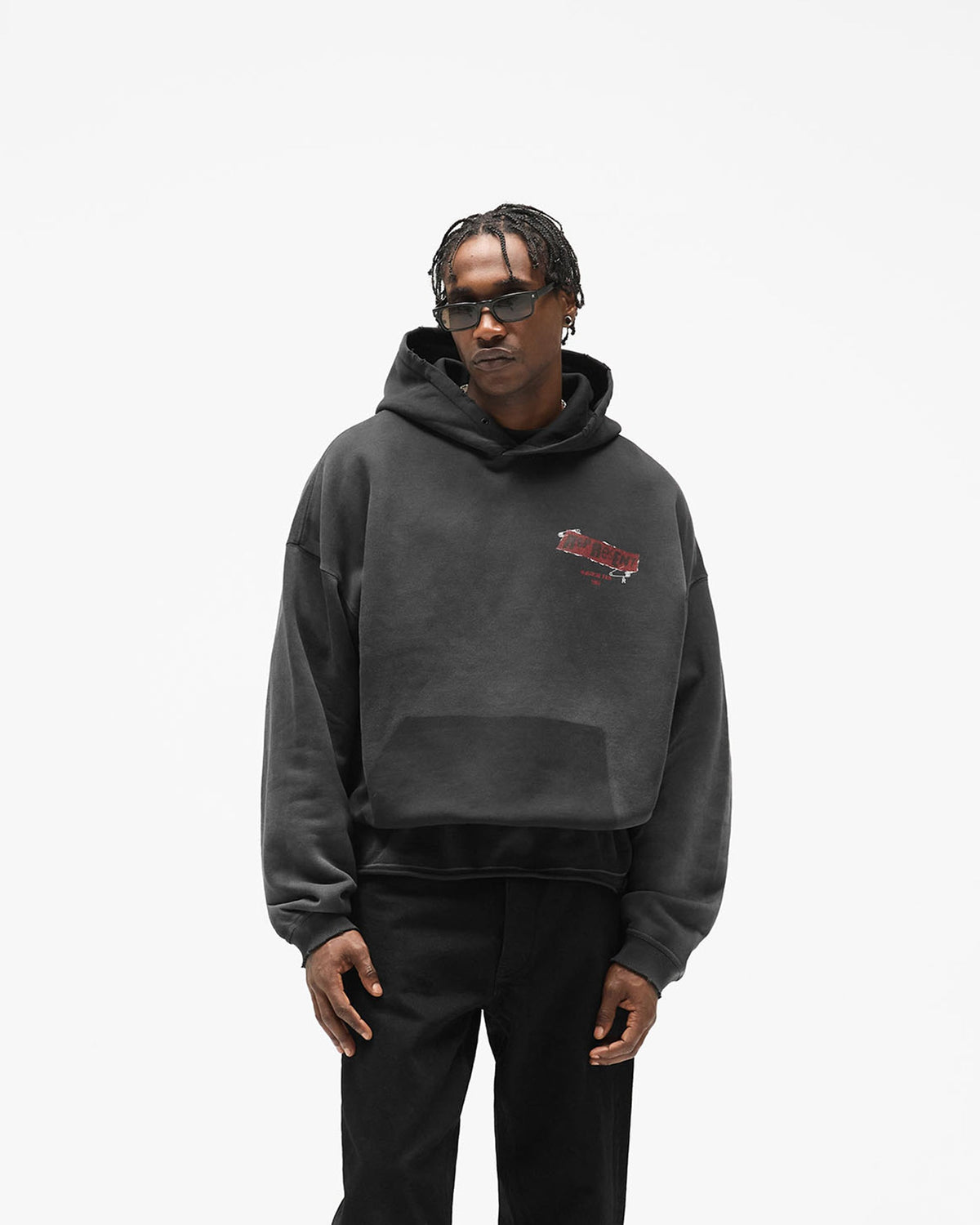 Ransom Hoodie - Vintage Black - Cropped Model - Front