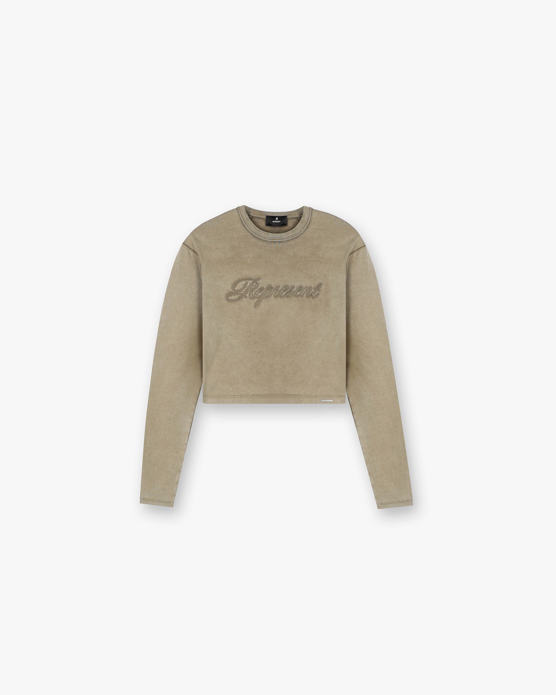 Rep Applique Shrunken Long Sleeve Skater - Khaki