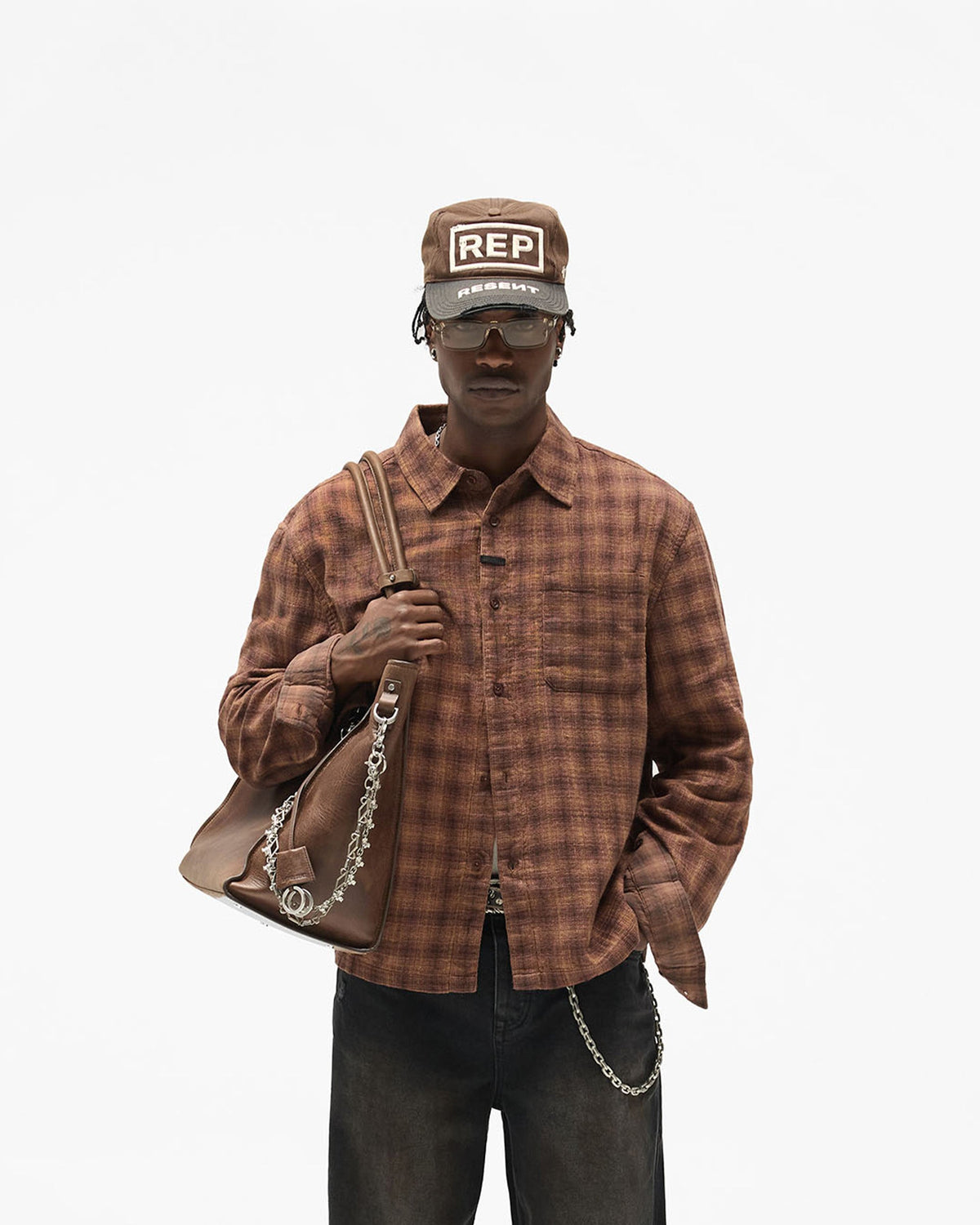 Resent Shirt - Brown - Cropped Model - Front