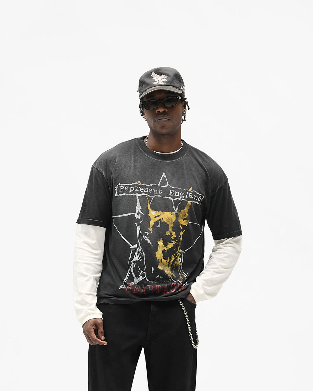 Riot T-Shirt - Washed Black - Cropped Model - Front