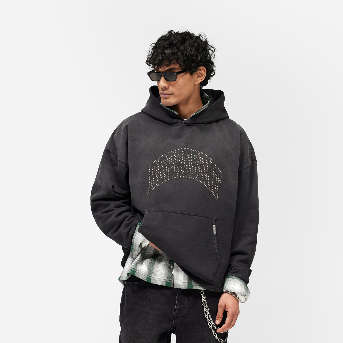 Represent Embellished Hoodie Stained Black | Spring Summer Hoodies ...