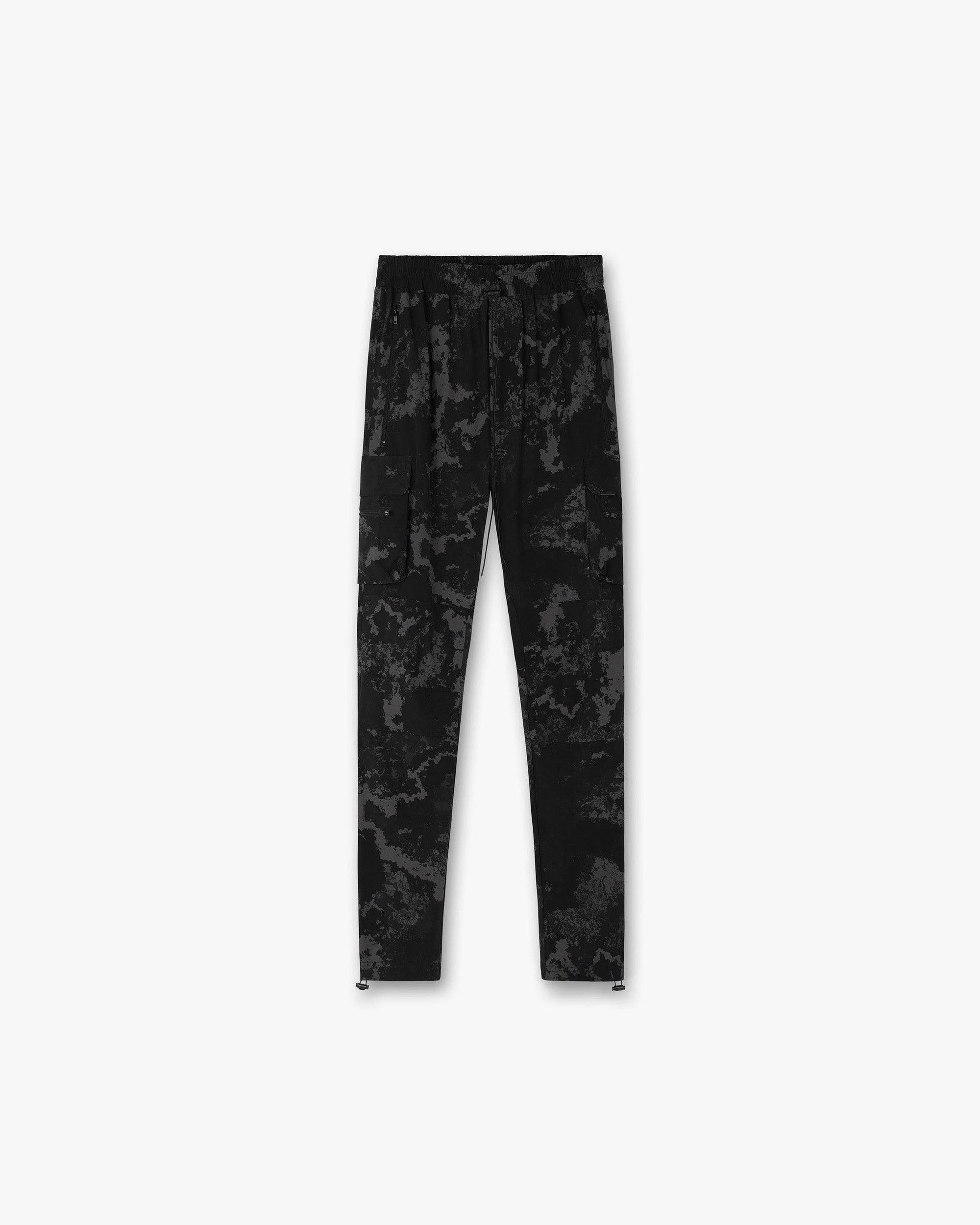 Front product image of mens grey cargo shorts on a plain white background | 247 Pant Camo | Relaxed fit shorts with double side leg cargo pockets and adjustable waistband | 247 Pants | Represent Clo
