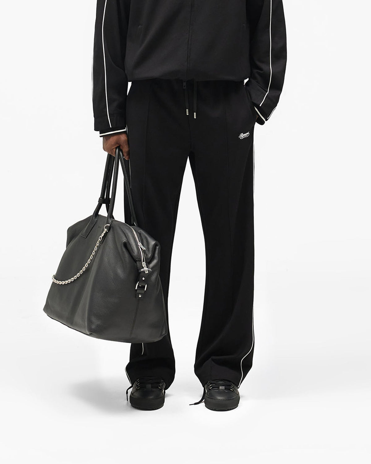 Traxsuit Pant - Black - Cropped Model - Front