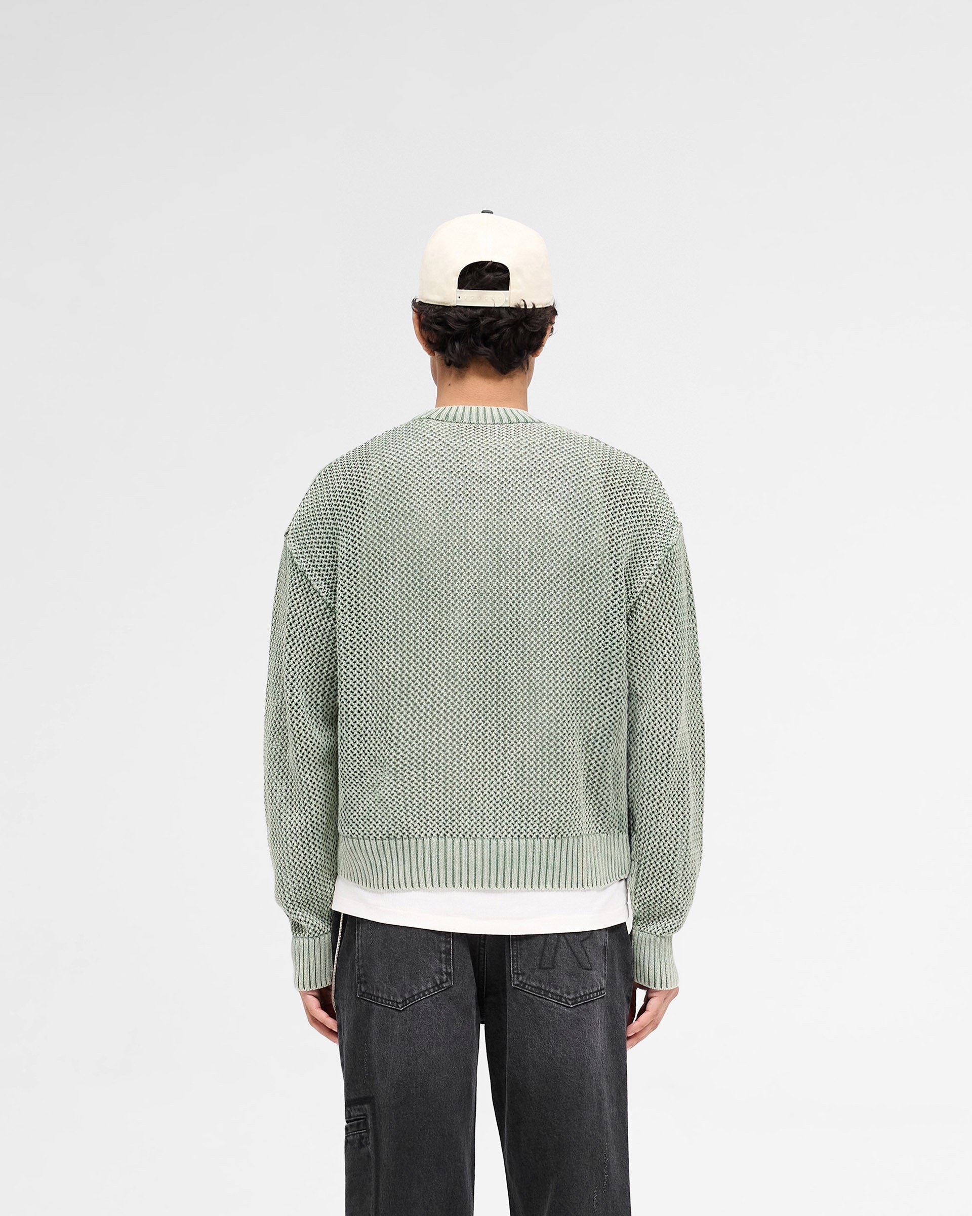 Open Gauge Knit Sweater - Forest Green
