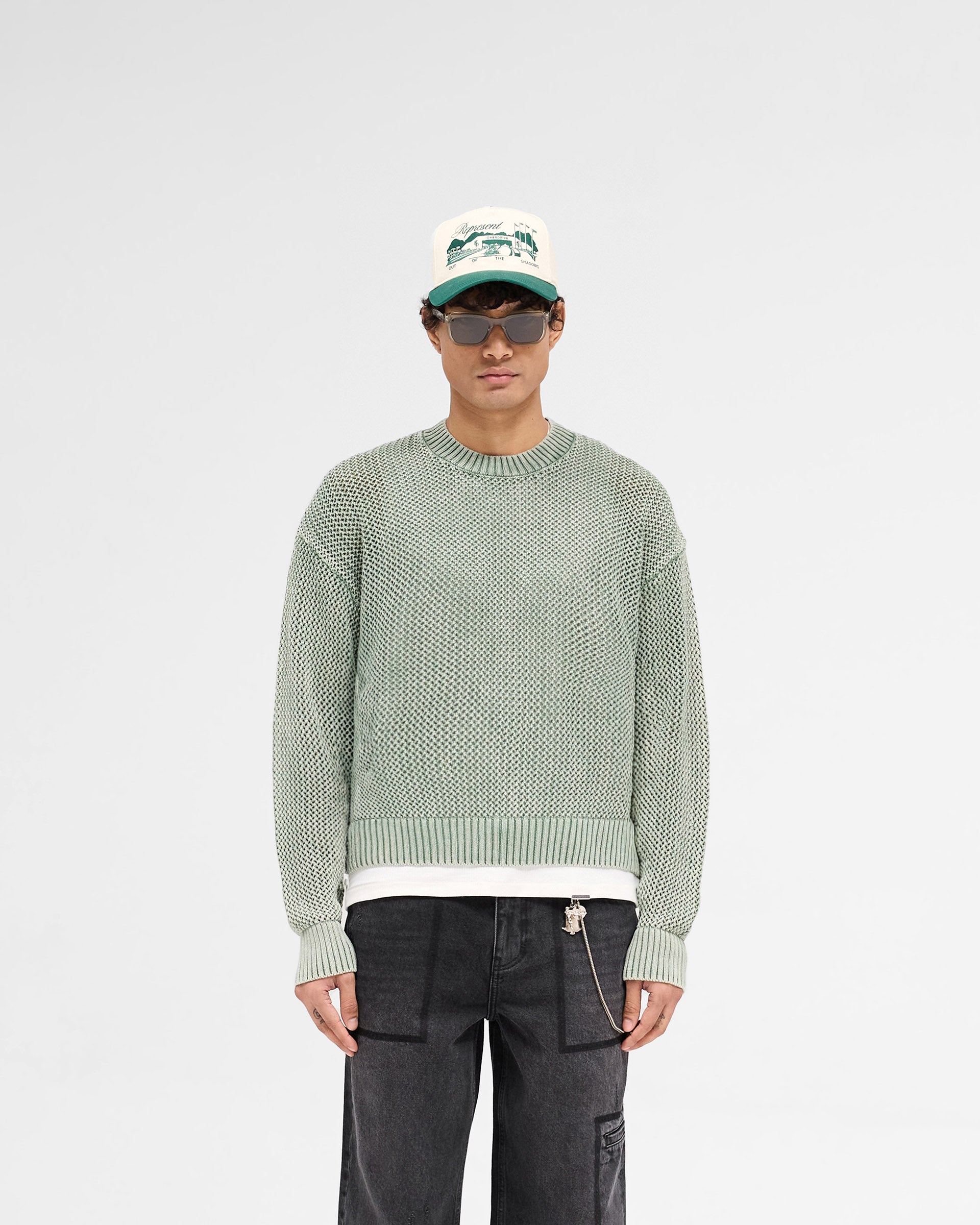 Open Gauge Knit Sweater - Forest Green