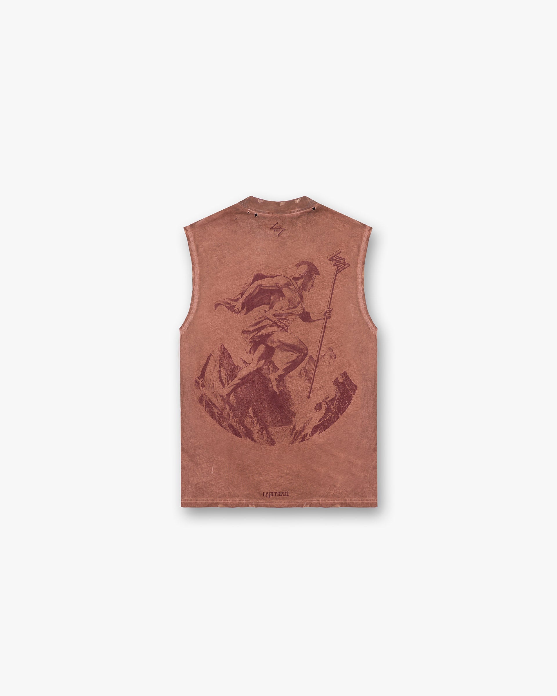 Back product image of a mens rust tank top on a plain white background | WG247 Tank in Rust | Tank with vintage 247 typography and distressed details | 247 T-Shirts | Represent Clo
