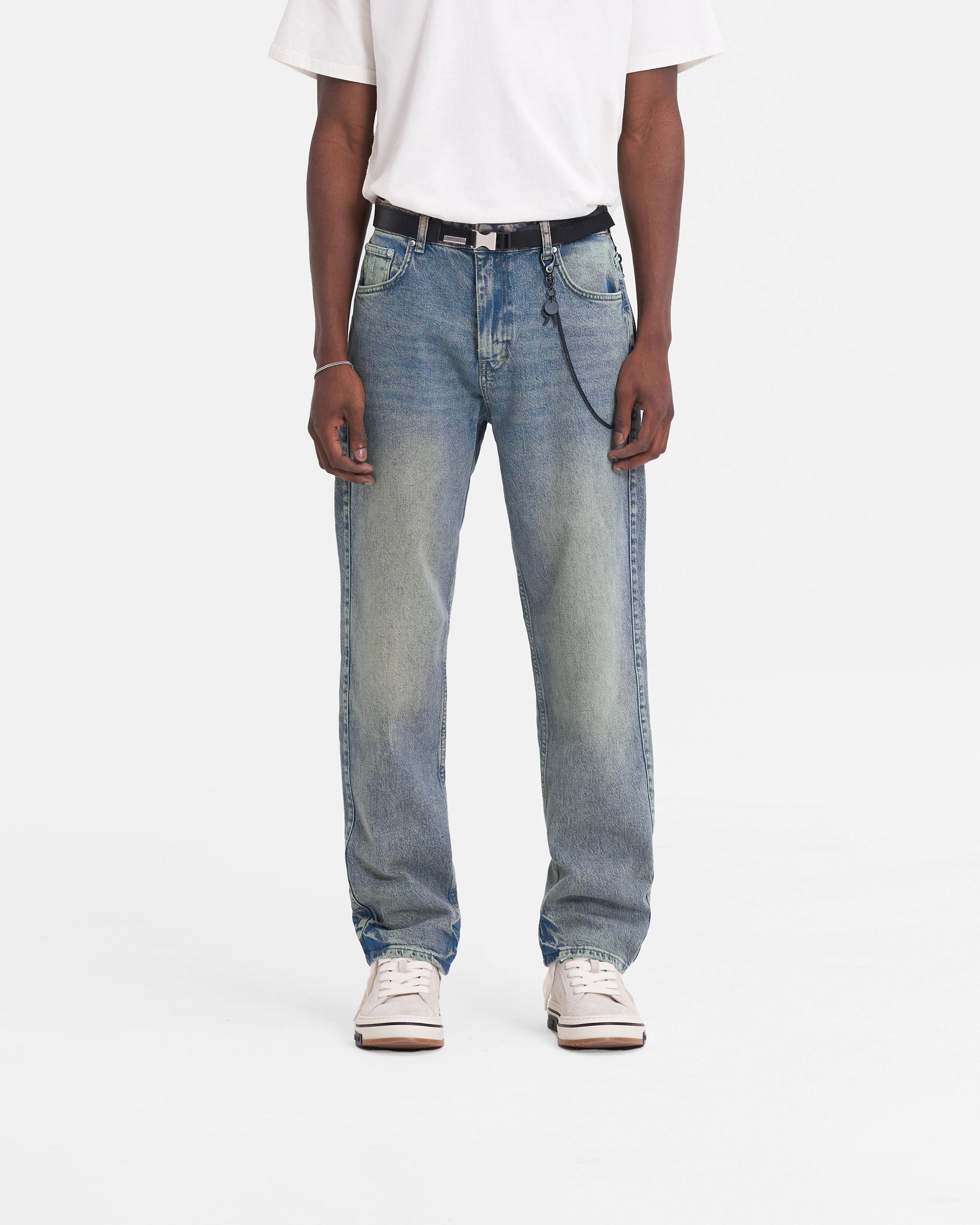 R2 Straight Leg Denim | Blue Cream Denim FW23 | Represent Clo