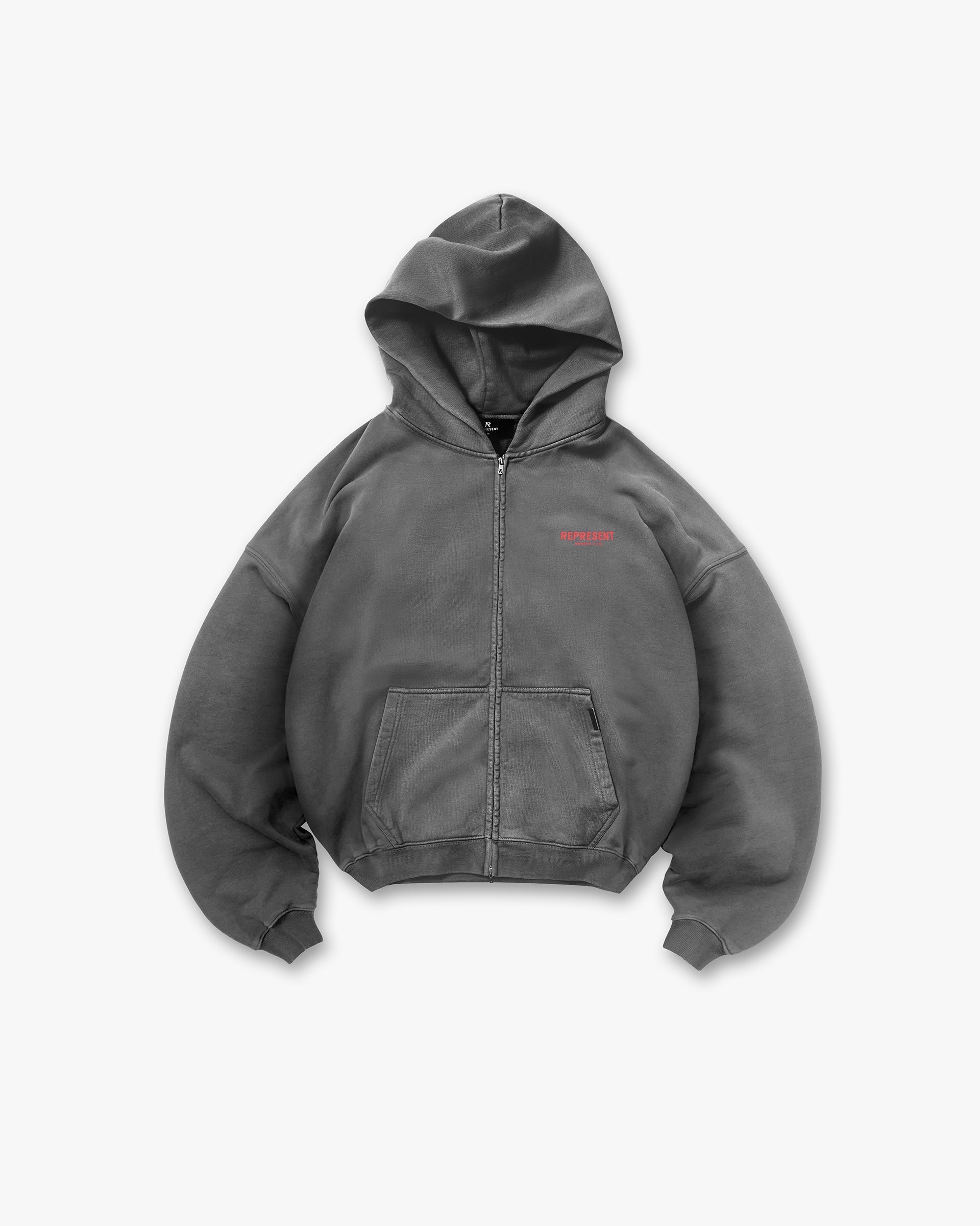 Represent Owners Club Zip Hoodie - Washed Black
