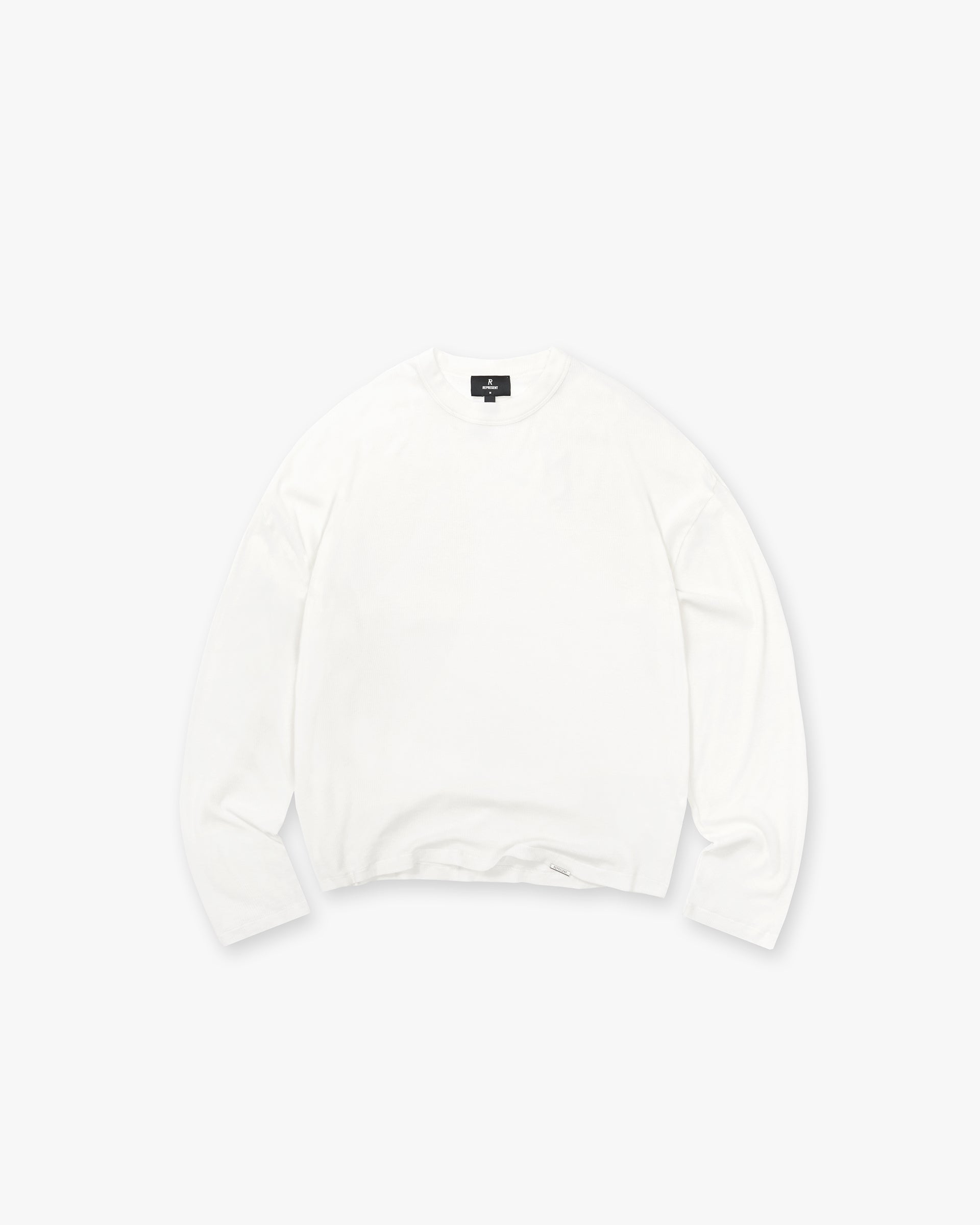 Initial Sheer Rib Long Sleeve T-Shirt - Flat White